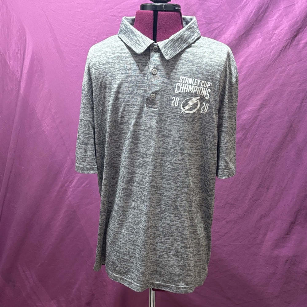 Gray Stanley Cup Champions 2020 Polo Shirt Lightning Fanatics XL